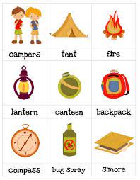 English Vocabulary Camping Tool Set Eslbuzz Learning English English Vocabulary Camping Tools Camping Theme Preschool
