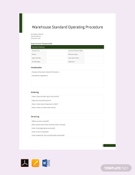 free warehouse standard operating procedure template pdf