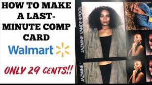 A comp card (a models busine. Instant Comp Card For 29cents Youtube