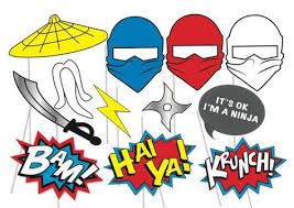 13th Birthday Photo Booth Props Free Printable Ninja Photo Booth Party Props Set 13 Piece Printable Sensei Ninja Masks Throwing Star Beard Speech Bubble Star Burst Photo Booth Party Props Lego Ninjago Party Party Props