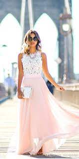 White Lace Pink Chiffon Bridesmaid Dresses Cheap Long Chiffon Sheer Neck Hollow Back New Wedding Guest Party Prom Formal Dress Gowns Custom Floral Bridesmaid Dr Lace Summer Dresses Maxi Dress Party