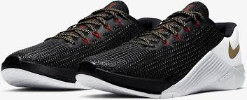 Nike zoom pegasus turbo 2 women's running shoes. Nike Metcon 5 Crossfit Training Shoe For Women Black White University Red Metallic Gold Cross Train Clothes