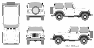 Jeep Wrangler 1995 Blueprint In 2020 Jeep Wrangler 1995 Jeep Wrangler Jeep Drawing