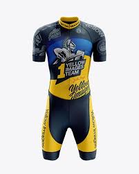 Contains a kaft texture for the carrier. Men S Cycling Skinsuit Mockup Front View In Apparel Mockups On Yellow Images Object Mockups Clothing Mockup Design Mockup Free Mockup Free Psd