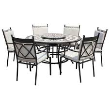 4 seater outdoor dining set in aluminium frame. Leisuregrow Casablanca Metal Ceramic 135cm Round 6 Seater Firepit Dining Garden Furniture Set Garden Table And Chairs Dining Table Chairs Garden Furniture Sets