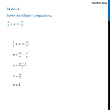 Ixl is easy online learning designed for busy parents. Ex 2 1 4 Solve 3 7 X 17 7 Chapter 2 Class 8 Teachoo