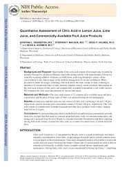 Maybe you would like to learn more about one of these? Pdf Quantitative Assessment Of Citric Acid In Lemon Juice Lime Juice And Commercially Available Fruit Juice Products