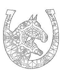 For boys and girls, kids and adults, teenagers … Free Printable Fun Easy Mandala Two Horses And Horseshoe Adult Coloring Page Coloring For Healing