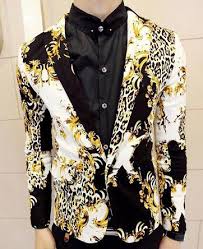 Black And Gold Suit Jacket 2014 Gold Black White Cool Animal Design Blazer Prom Suits For Men Fancy Suit Prom Suits