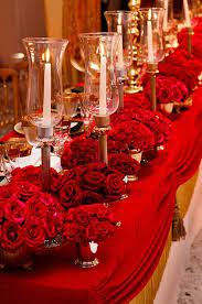 Choose red velvet as one of your wedding cake flavors to bring your color palette full circle. Perfect For The Head Table Red Wedding Theme Wedding Decorations Wedding Table