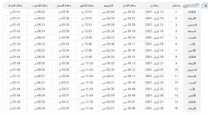 امساكية رمضان 2021 مكة