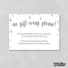 Printable Raindrop Baby Shower Display Card Insert Display Card Insert Unwrapped Gift Card No Gi Raindrop Baby Shower Baby Shower Wording Baby Shower Insert