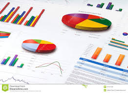 Graphs And Pie Line And Bar Charts Report Stock Photo