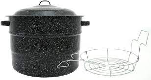 This is not a how to video!! Granit Ware 0707 1 Stahl Porzellan Water Bath Canner Mit Rack 21 5 Quart Schwarz Amazon De Kuche Haushalt
