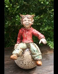 Keramik Gartenfigur Zappel Elf Figur Gartenfiguren Gartenkeramik