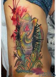 Certified customs is denver's elite custom tattoo & piercing studio. Watercolor Painting Rhino By Melissa Fusco Tattoonow