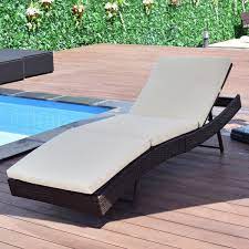 Patio Pool Sun Bed Wicker Lounge Chair With Adjustable Back Wicker Lounge Chair Pool Lounge Chairs Lounge Chair Outdoor