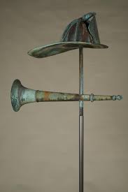 Rare Andimportant Fireman S Hat And Trumpet Dimensions Ht 30 L 33 Date Circa C 1890 Maker Origin At Weather Vanes Weathervanes American Folk Art