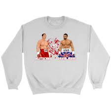 Tyson fury vs klitschko cartoon hoodie. Klitschko Vs David Haye Splat Sweatshirt Fighting Mad