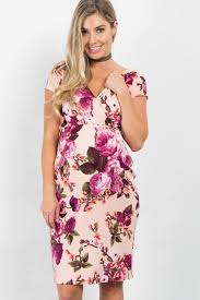 Pinkblush Pink Rose Floral Fitted Wrap Maternity Dress Pink Blush Maternity Dress Fitted Maternity Dress Maternity Wrap Dress