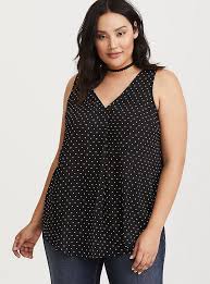 Black And White Polka Dot Tank Top Black White Polka Dot Georgette Tank Polka Dot Top Outfit Top Outfits Tunic Tank Tops