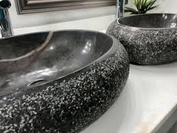 San Luis Stone Sink /2 Modern Natural Stone Bathroom Oval Vessel Sinks.
