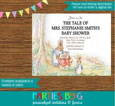 The mama nicole of nicole conner photography shot the celebration for baby luke herself and now has so many meaningful deets to. Beatrix Potter Peter Rabbit Baby Shower Party Invitations Custom Partiesbyg On Artfire
