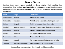 Dance Terms In 2020 Dance Terms Word Origins Spelling Bee