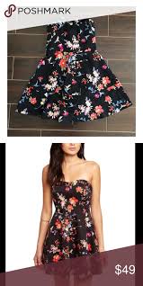 Donating Black Floral Express Strapless Dress Winter Cocktail Dress Perfect Cocktail Dress Fit Flare Dress