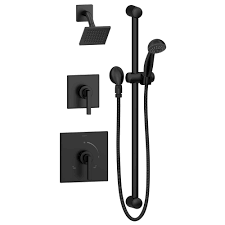 2 handle faucets shower 2 functions single handle bathroom bathtub faucets with hand held shower set. Symmons Duro 2 Handle Shower Faucet Trim Kit In Matte Black Valve Not Included 3605 Mb 1 5 Trm The Home Depot Shower Systems Symmons Shower Faucet