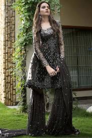 Net Embroidery Pakistani Suit In Black Colour Black Pakistani Dress Fancy Black Dress Pakistani Wedding Outfits