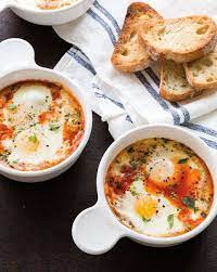 Tomato Mozzarella Baked Eggs Williams Sonoma Taste Baked Eggs Breakfast Brunch Recipes Brunch Recipes