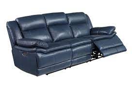 Trend blue gray leather sofa. Buy Vista Blue Leather Reclining Sofa Online Badcock More