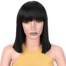 Bangs are an easy way to give yourself a bit of a makeover without doing something extremely drastic. Vigorous Short Black Straight Bob Wig For Black Or White Women Synthetic Bob Wig With Hair Bangs Cosplay Or Daily Wear Hairpiece Buy Bob Wig Bob Wigs With Bang Straight Hair Straight