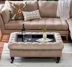 Homepop round leatherette storage ottoman with lid, ivory. 15 Best Ottoman Coffee Tables With Trays Decor Outline