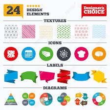 Banner Tags Stickers And Chart Graph Cheese Icons Round Cheese