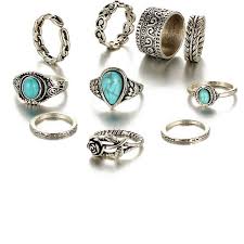 Boho Stone Ring Set 10pcs Liked On Polyvore Featuring Jewelry Rings Stone Jewellery Boho Jewelry Boho Fashion Rings Boho Boho Rings Bohemian Style Rings