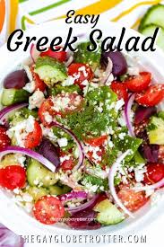 This Easy Greek Salad Recipe Is Filled With Authentic Greek Ingredients Like Tomatoes Olives Cucumbers And Greek Recipes Greek Salad Easy Greek Salad Recipe