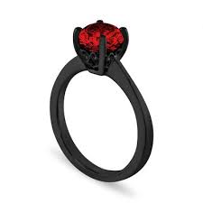 1 01 Carat Red Diamond Engagement Ring Unique Solitaire Bridal Ring 14k Black Gold Certified Handmade Galley Designs Black Gold Engagement Rings Red Engagement Ring Black Engagement Ring