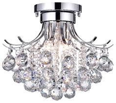 Clarus 3 Light Chrome Crystal Flush Mount Chandelier Ceiling Glam Lighting Contemporary Flush Mount Ceiling Lighting By Edvivi Lighting
