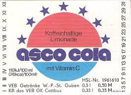 Asco Cola Gehort Neben Club Cola Und Vita Cola Zu Den Bekanntesten Colasorten Der Ddr Und War Eher In Den In Den Nordlichen Bezirken Erhal Ddr Cola Sorten Cola
