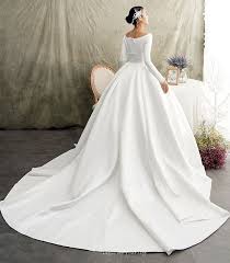 Ball gown strapless beading sleeveless long satin wedding dresses. White Satin Ball Gown Wedding Dress Long Sleeve Wide Neckline Narsbridal Online Store Powered By Storenvy