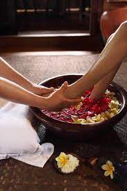 Indonesian Ritual Before A Relaxing Foot Massage At The Spa Of The Warwick Ibah Bali Spa Therapy Spa Massage Foot Massage