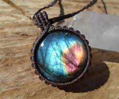 Labradorite Necklace Labradorite Macrame Necklace Blue Etsy Labradorite Necklaces Gemstone Pendant Pendant