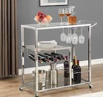 Amazon.com: LEFHDA Carrito de bar de vidrio con estante para ...