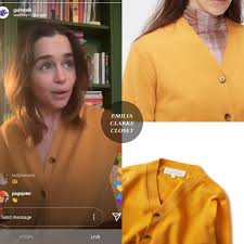 The actress made herself widely known. Emilia Clarke Closet On Twitter Emilia Clarke Live On Gurlstalk Instagram She Is Wearing Studionicholson Santo Cardigan In Mustard Sold Out
