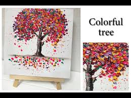 Original digital painting of winter cityscape. How To Paint Colorful Tree Easy For Beginners Acrylic Technique On Canvas By Julia Kotenko Youtube