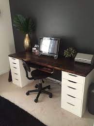 Ikea build your own desk tool. Office Desk With Ikea Alex Drawer Units As Base Except Use As A Makeup Vanity Instead Home Office Desks Home Home Office Furniture
