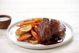 Lamb Chops With Fig Red Wine Sauce With Herb Roasted Potatoes And Carrots Recipe Lamb Recipes Herb Roasted Potatoes Lamb Chops