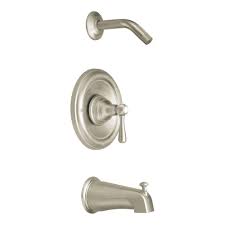 Moen Kingsley Posi Temp 1 Handle Tub And Shower With Showerhead Not Included In Brushed Nickel Valve Not Included T2113nhbn Tub Shower Faucets Shower Tub Shower Faucet